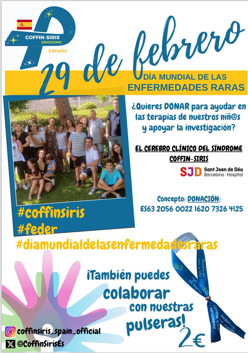 CoffinSirisES's tweet photo. Hoy 29, Día Mundial de las Enfermedades Raras, os invitamos a seguir y compartir (dentro y fuera de RRSS) la historia de estos valientes niñ@s que padecen el síndrome #coffinsiris ¿Conoces esta enfermedad ultrarrara que sufre menos de 1 persona entre un millón? #RareDiseaseDay https://t.co/3uXb9LNvy5