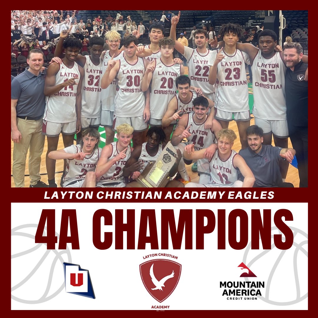 UHSAAinfo's tweet photo. 🔥 Nothing but net for the Layton Christian Academy Eagles as they soar to victory and clinch the @MountainAmerica 4A state boys basketball title! 🥇 https://t.co/3Nx9kKmyZw