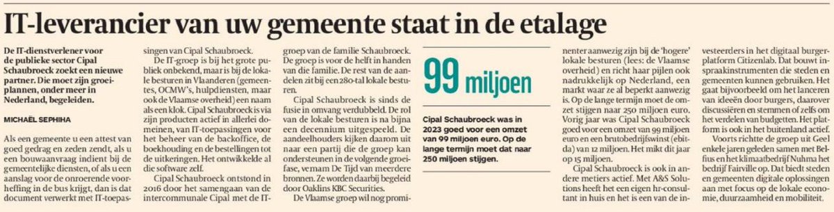 📈Wij groeien verder om samen te bouwen aan overheden van de toekomst!
🚀Om verder te groeien, blijven we investeren in nieuwe terreinen, nieuwe technologieën en geografische regio’s en marktsegmenten. Artikel De Tijd: tinyurl.com/5n78k925