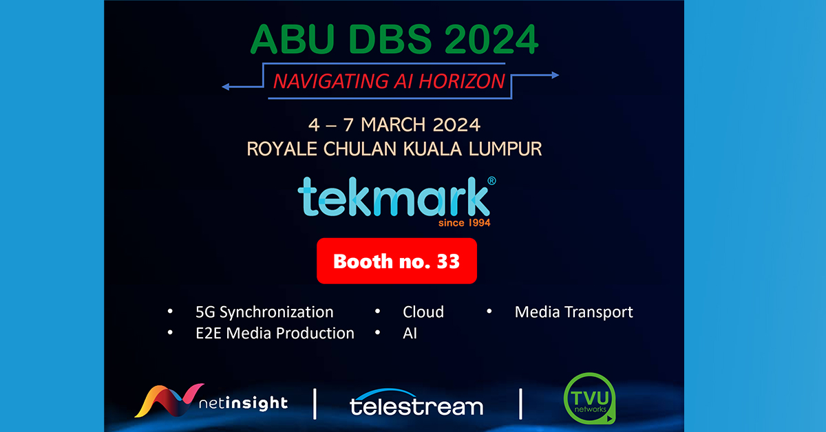 Find us at the #ABUDBS2024 (Stand 33) with our partner Tekmark in Kuala Lumpur! #Telestream will be showing the latest solutions in media production, supply chain mgmt, processing & workflow automation and video/audio test synchronization. To register: bit.ly/3UU9AI2