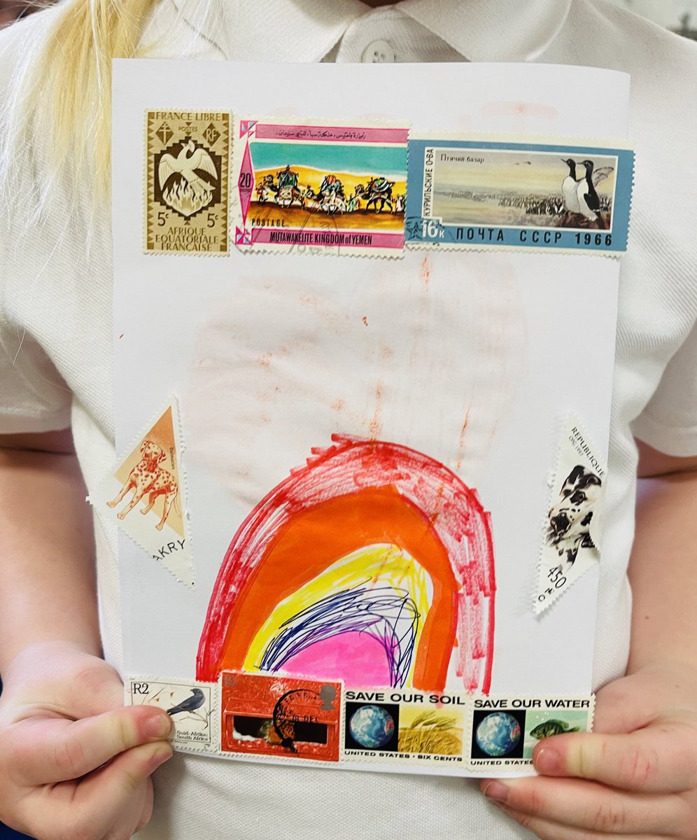 The P2 class @Cuiken_Primary really enjoyed the #stamping session we ran with them, picking out #stamps with their favourite things on them from #dogs to #football to make some great compilations ! We discussed the different shapes of stamps and countries they had come from!