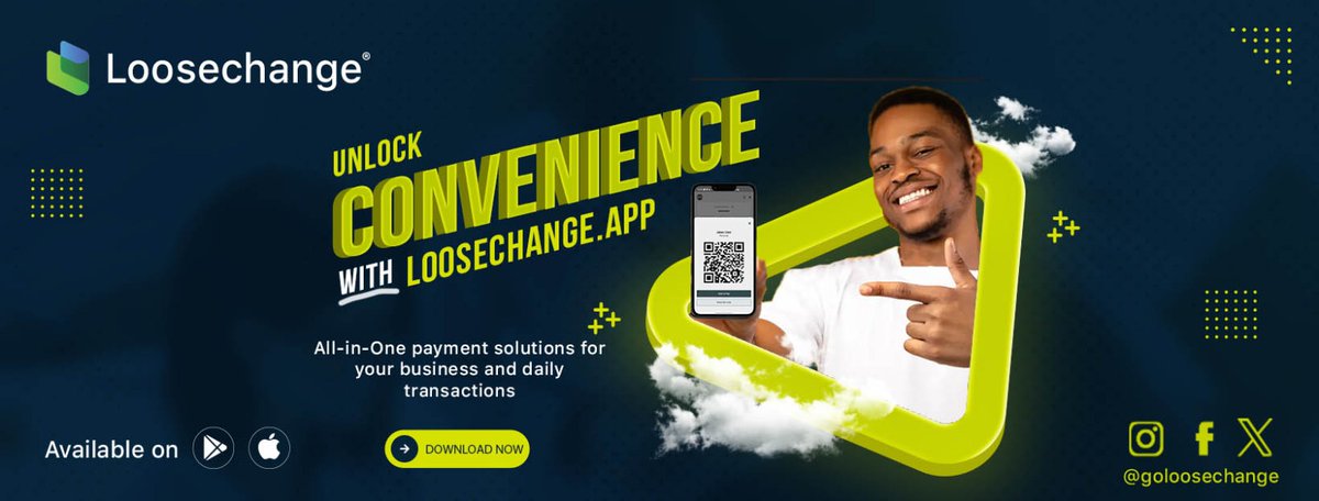 goLoosechange's tweet photo. 📱💳 Unlock Convenience with https://t.co/AwPbj4pcKU: Your All-in-One Payment Solution!

Looking to simplify your life and streamline your transactions? Look no further than https://t.co/AwPbj4pcKU! Here's how users and businesses alike can take advantage of our versatile features:

Pay Utility Bills: Say goodbye to long queues and late fees! With https://t.co/AwPbj4pcKU, users can easily pay their electricity bills and cable subscriptions from the comfort of their homes. Never miss a payment again!

Top Up Airtime and Data: Stay connected effortlessly with https://t.co/AwPbj4pcKU. Whether you need to top up your airtime for calls and texts or purchase data for browsing, we've got you covered. Keep your phone buzzing without the hassle!

Bet with Ease: Feeling lucky? Use https://t.co/AwPbj4pcKU to top up your betting accounts and place your bets with just a few taps. With our secure and convenient platform, betting has never been easier.

Pay for Transportation: Whether you're hopping in a taxi🚖 (Bolt,Uber and Lagos ride) or taking public transportation; Train🚉 or bus🚍, https://t.co/AwPbj4pcKU makes paying for your fare a breeze. No more scrambling for cash or worrying about exact change—just smooth movement from point A to point B.

Business Solutions: Businesses can also benefit from https://t.co/AwPbj4pcKU's features by offering customers a seamless payment experience. Accept payments for services like taxi fares, train and bus tickets, and more, all through our user-friendly platform.

With https://t.co/AwPbj4pcKU, convenience is just a tap away. Download now and experience the ease of managing your payments all in one place! 💼💸  via Google playstore and Apple store 

#fintech #cashless #BvnandNin 
#naira #payment #Nigeria 
#DigitalPayments #business 
🚀📲
