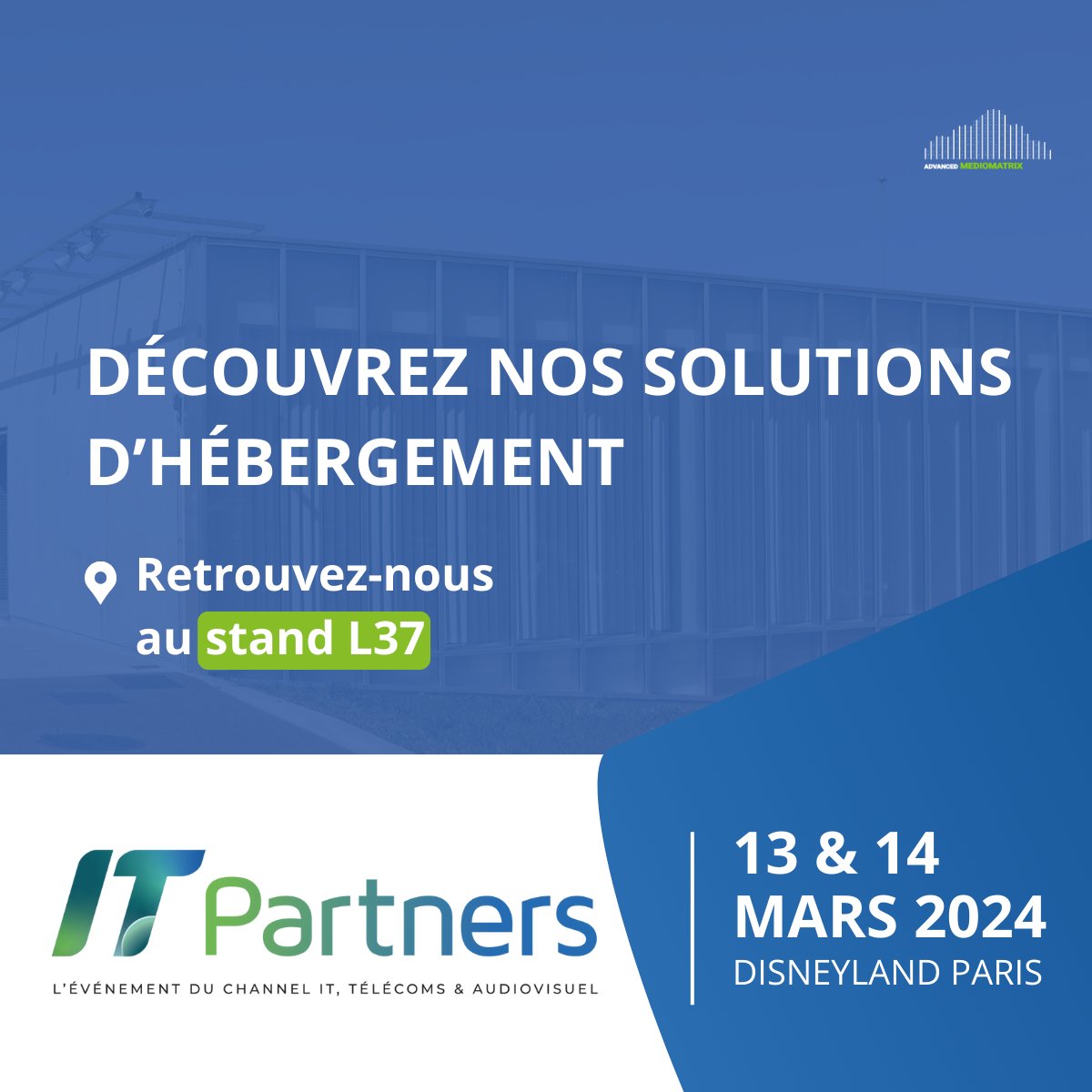[A vos agendas !] Venez nous rendre visite au Salon #ITPartners

Rejoignez-nous sur le stand L37 pour venir échanger sur des solutions d'hébergement.

#datacenter #itpartners2024