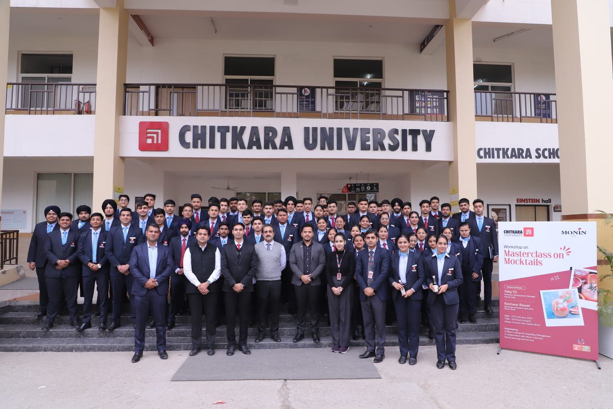 ChitkaraU's tweet photo. Chitkara College of Hospitality Management, #ChitkaraUniversity, in partnership with #MoninIndia organised a 'Mocktail Masterclass'. Students had a hands-on experience crafting mocktails, gaining valuable insights to enhance their mocktail artistry. #masterclass #mocktails https://t.co/zPcwcEZs0j