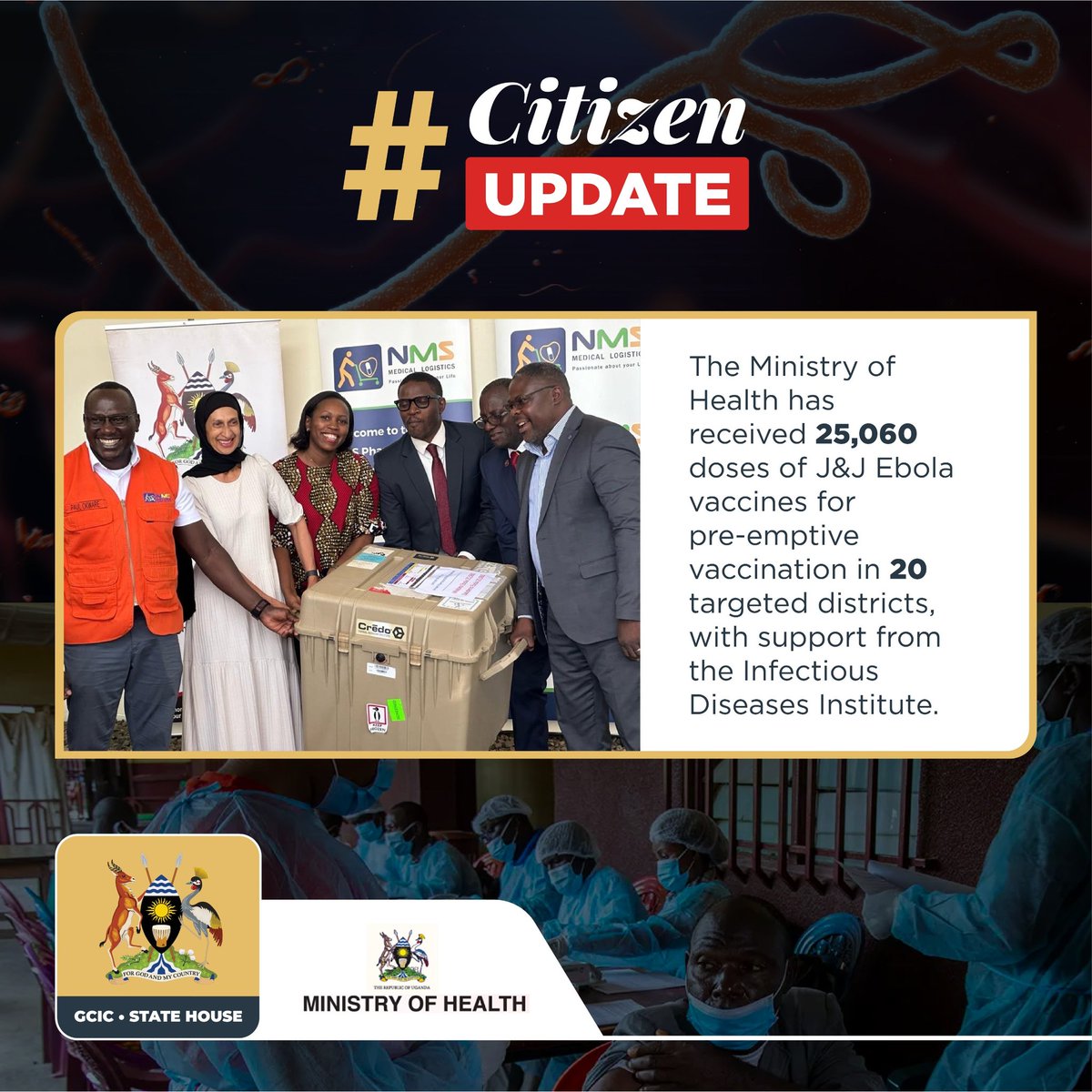JUST IN!
The @MinofHealthUG has received 25,060 doses of J&J Ebola vaccines.
#OpenGovtUg