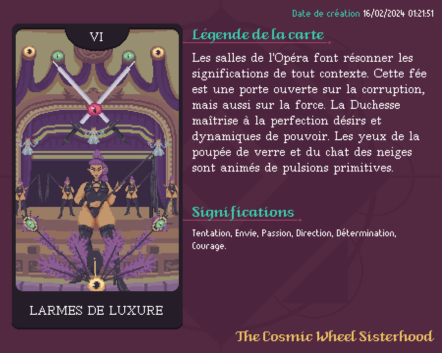 #AbramarMyBeloved ça a été difficile de n'en choisir qu'une seule <a href="/Deconstructeam/">Deconstructeam</a> je vous présente donc Larmes de Luxure ! (possible de vous présenter plusieurs cartes ?)
En espérant gagner ce concours parce que j'adore les tarot et que j'aimerai ajouter celui-là à ma collec !