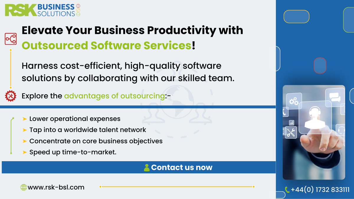 rsk_bsl's tweet image. Ready to supercharge your business productivity? 

Unlock the potential of outsourced software services with RSK BSL!

From cutting-edge solutions to cost savings, tap into the benefits of collaborating with our skilled team. 

Reach out today!

#softwareoutsourcing #costsavings