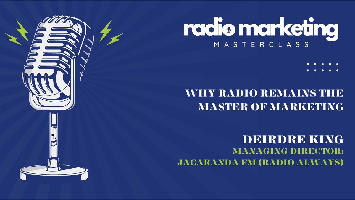 ArenaEventsZA's tweet photo. To present the keynote presentation is Deirdre King on: “Why radio remains the master of marketing” @RadioAlwaysZA #RadioMarketingMasterclass #PowerofRadio https://t.co/meUZmQLs72