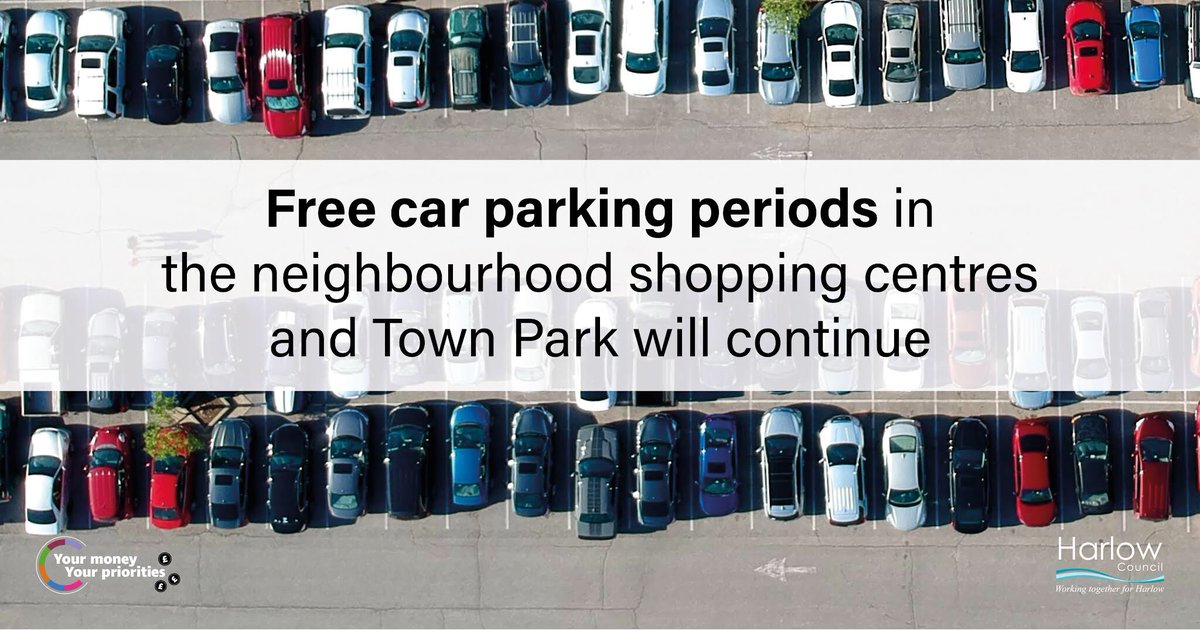 🚗 Our budget for 2024 to 2025 includes keeping all free parking periods in our neighbourhood shopping centres and the Town Park 🅿️ Your money 💷 Your priorities