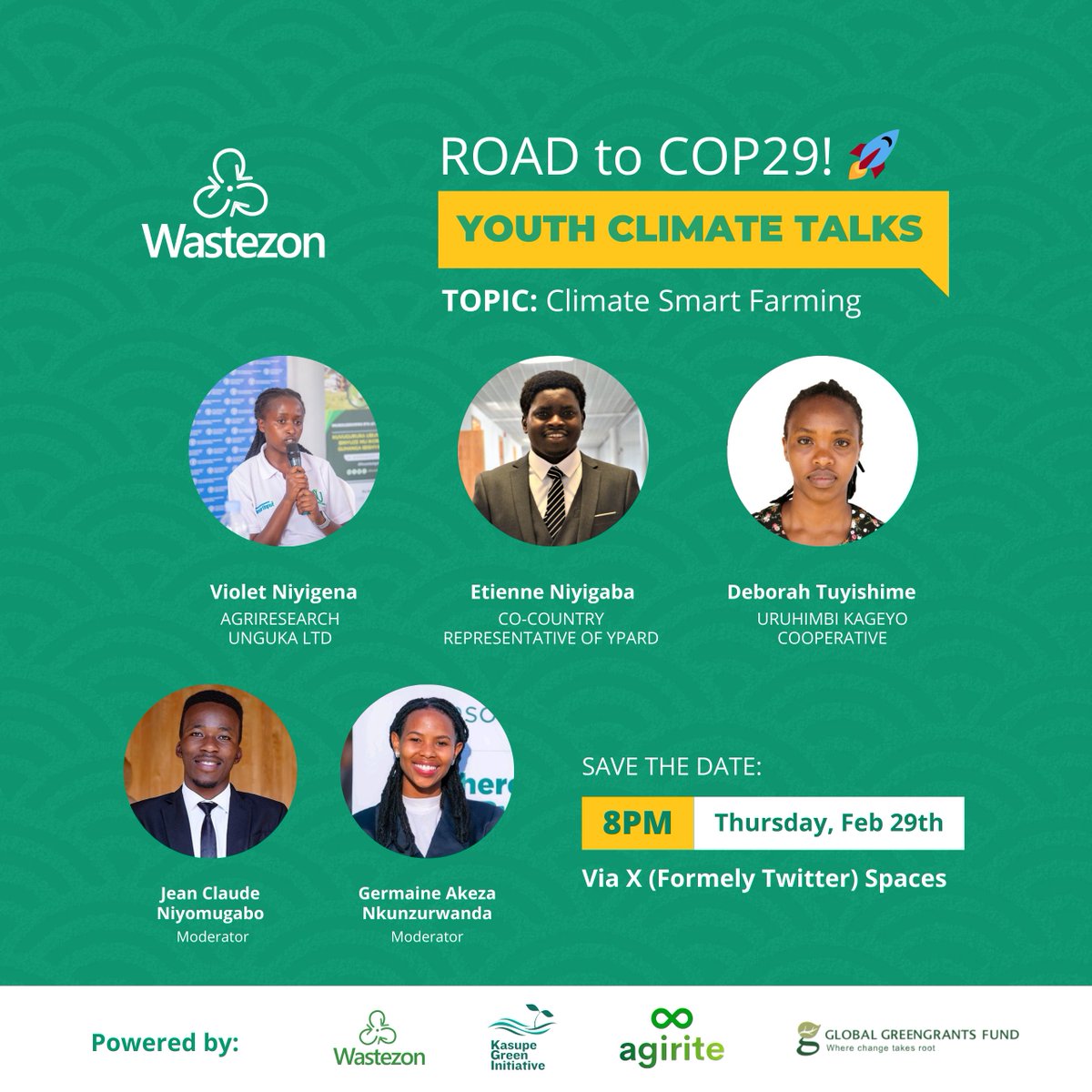 Wastezon1's tweet photo. We are back with our #RoadtoCOP29 Climate Talks Series.
Thursday, February 29th at 8PM (TODAY)
Via: https://t.co/wkrrfKWCVF

Tune in for a discussion on Climate Smart Farming
Let's shape our sustainable future together! https://t.co/QCdc0iJKf4