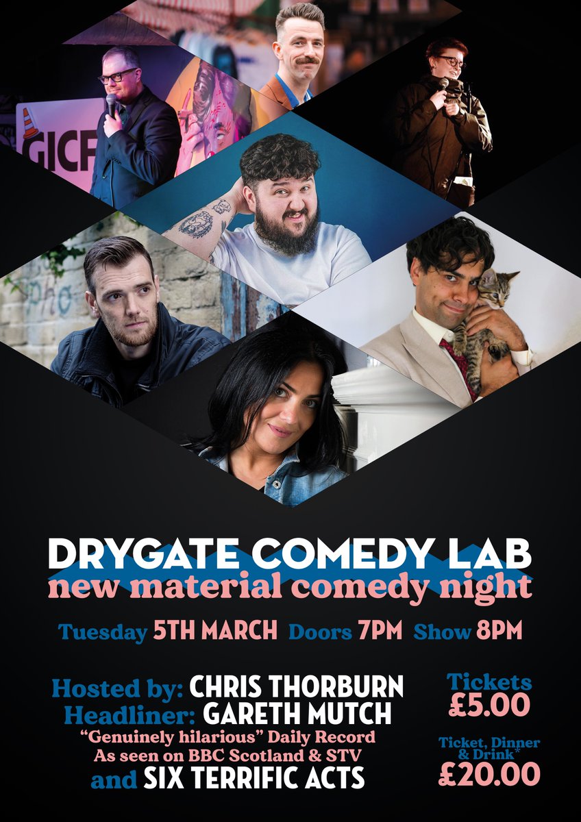 Drygate Comedy Lab is back on Tuesday with another belter of a lineup!
The terrific Gareth Mutch headlines while host Chris Thorburn presents new material from Rosie, Chris Forbes, Chris Scott, Julia Sutherland, Michael Welch and more!
Book now: skiddle.com/e/38068012