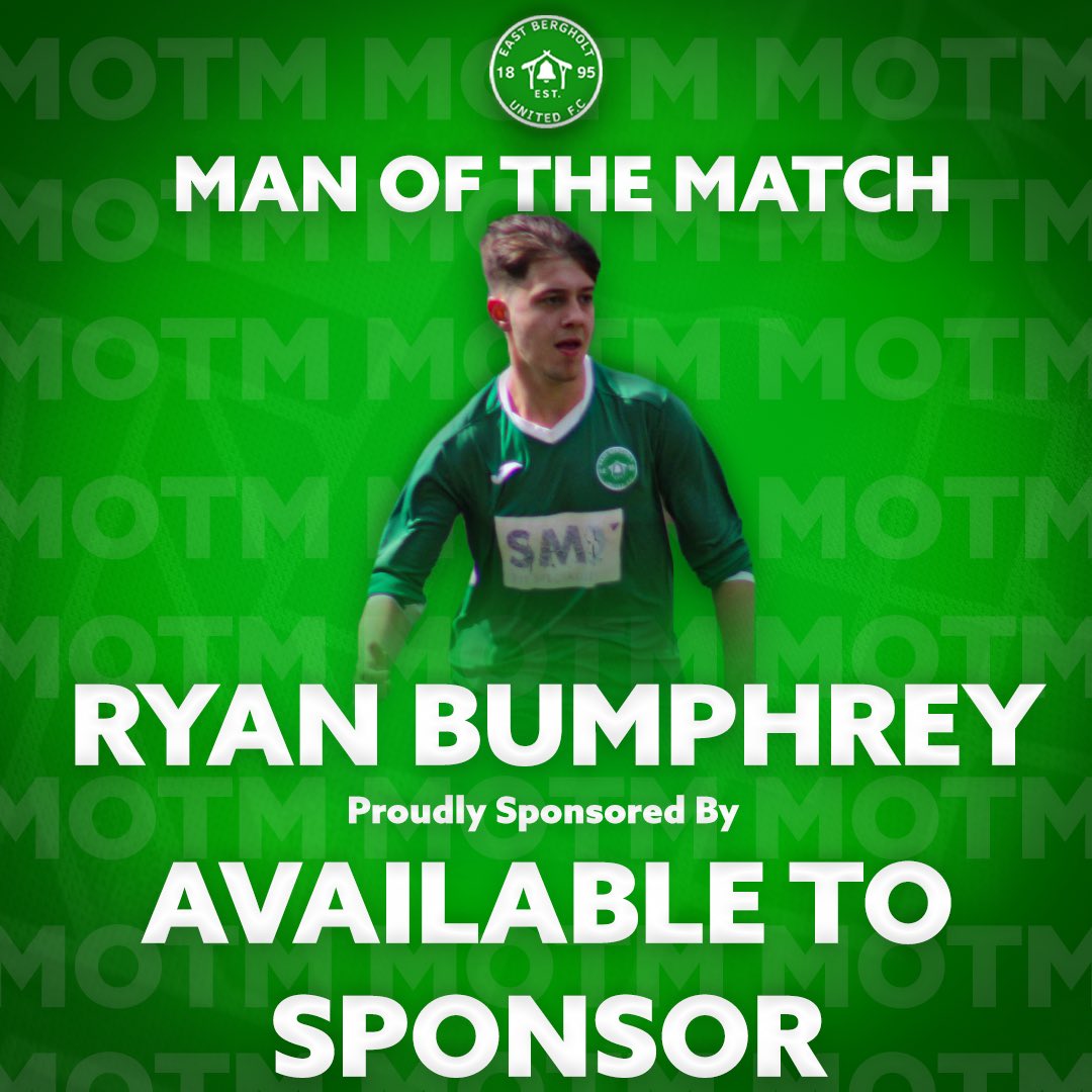 East Bergholt United (@ebufc1) on Twitter photo Man of The Matches - 24.02.24
First Team:
Vs <a href="/TrimRedDevils/">Trimley Red Devils F.C.</a>
<a href="/Jamie_gk01/">Jamie</a> (Sponsored By D.A Thompson Brickwork & Builder)
A’s:
Vs <a href="/StowFalcons/">Stowupland Falcons</a> Reserves
Ryan Bumphrey (Available To Sponsor)
#GreenArmy
Sponsored By <a href="/smyitservices/">Smy IT Services</a> Man of The Matches - 24.02.24
First Team:
Vs <a href="/TrimRedDevils/">Trimley Red Devils F.C.</a>
<a href="/Jamie_gk01/">Jamie</a> (Sponsored By D.A Thompson Brickwork & Builder)
A’s:
Vs <a href="/StowFalcons/">Stowupland Falcons</a> Reserves
Ryan Bumphrey (Available To Sponsor)
#GreenArmy
Sponsored By <a href="/smyitservices/">Smy IT Services</a>