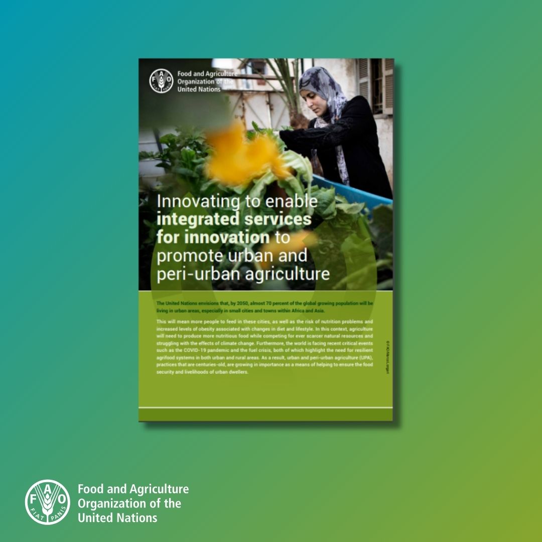 #JustReleased
Embrace #AgInnovation for Urban Agriculture!🌆🍎

With urbanization on the rise, @FAO latest publication explores how Integrated Services for Innovation are evolving to support #foodsecurity & resilience in urban areas. 🌱🏙️

Read it here ➡️fao.org/documents/card…