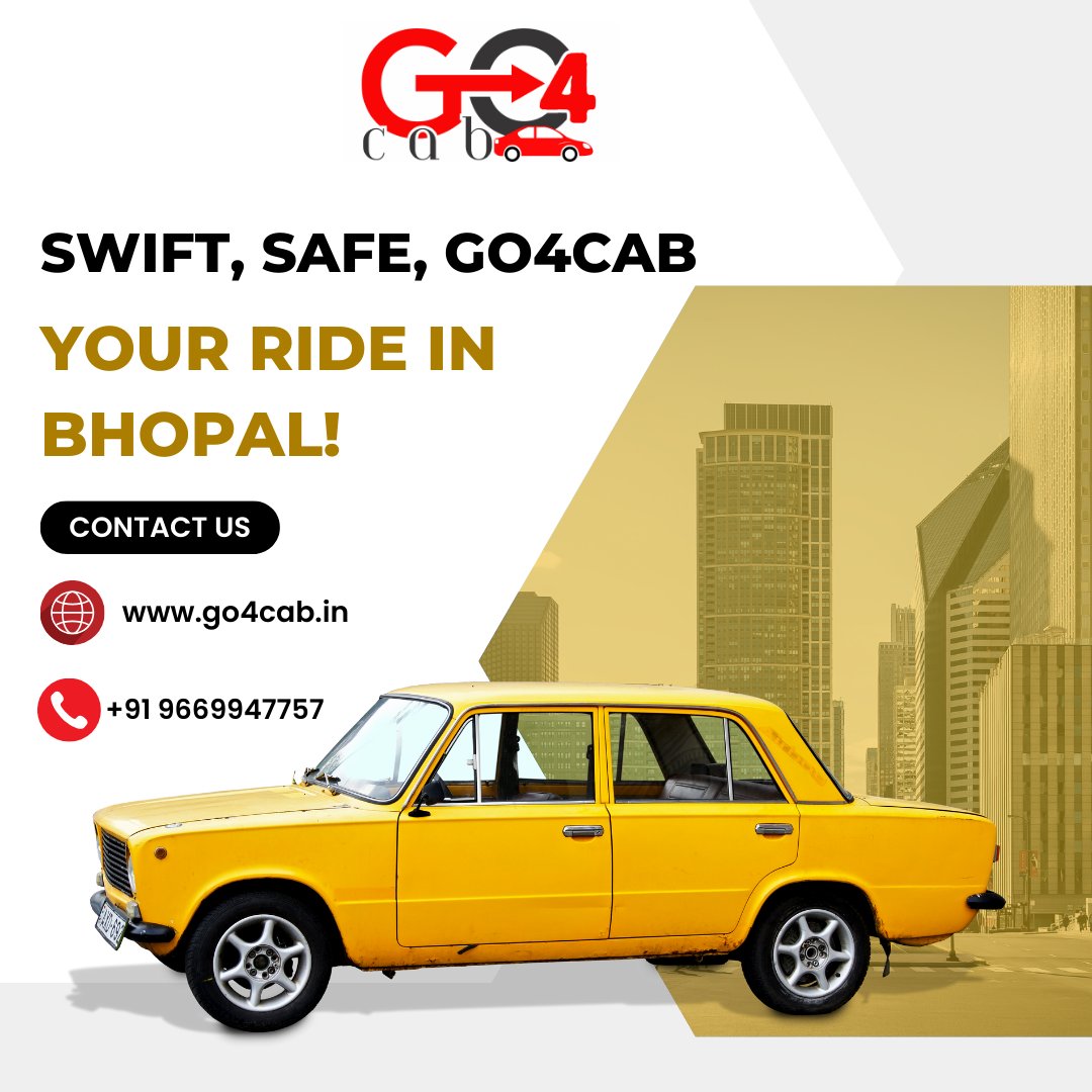 go4cabindia's tweet image. Need a ride in Bhopal that&apos;s fast and reliable? Look no further! Go4Cab is your go-to choice for a swift and safe journey across the city. Discover the difference with our premium transportation services!

#Go4Cab #SwiftandSafe #BhopalRides #CabServiceinBhopal