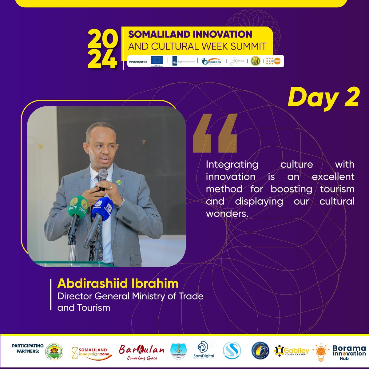 Shaqodoonorg's tweet photo. On #Day2 of the Hargeisa leg of the #SomalilandInnovationAndCultureWeek2024 the focus is on the importance of culture and preservation. 

#SICW2024 
@UNFPA_SOMALIA 
@NLinSomalia 
@EU_in_Somalia 
@HarHub https://t.co/Ys95zh2yYS