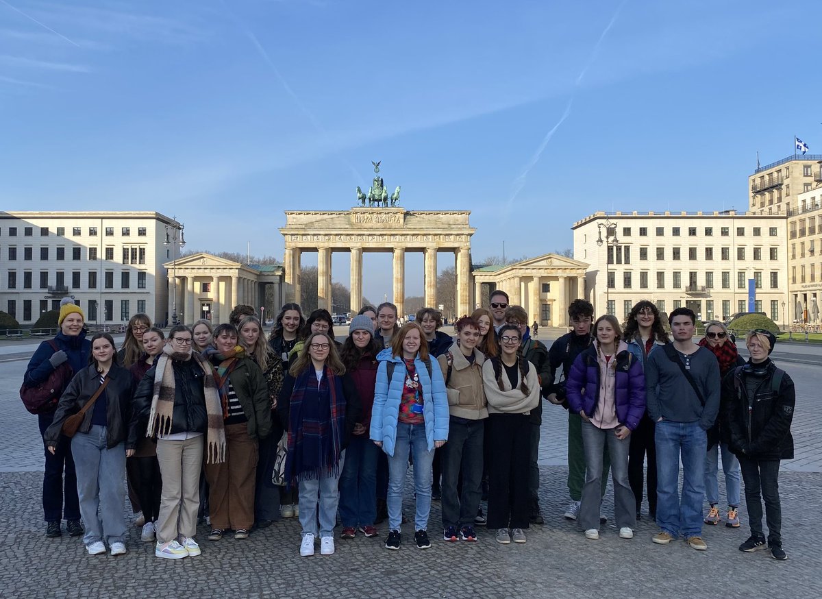 Good morning from the Brandenburg Gate. A symbol of German division during the Cold War, it is now a national symbol of peace and unity! @WyHighAcademy