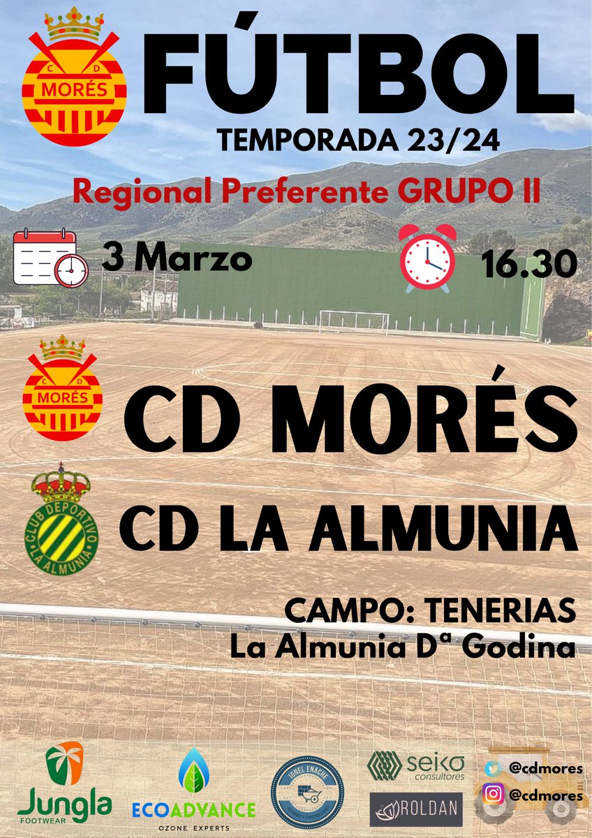 cdmores's tweet photo. 🙂 Para un club y un pueblo modesto como el nuestro, siempre es orgullo e ilusión visitar campos como el del domingo.
☺️ ¿Quién nos lo hubiese dicho hace unos años?
🥉 No sabemos cuanto durará esto... así que ¡¡¡disfrutemos el momento!!!
⚽️ ¡Partidazo de domingo en La Almunia! https://t.co/ZoYr0nuCKP