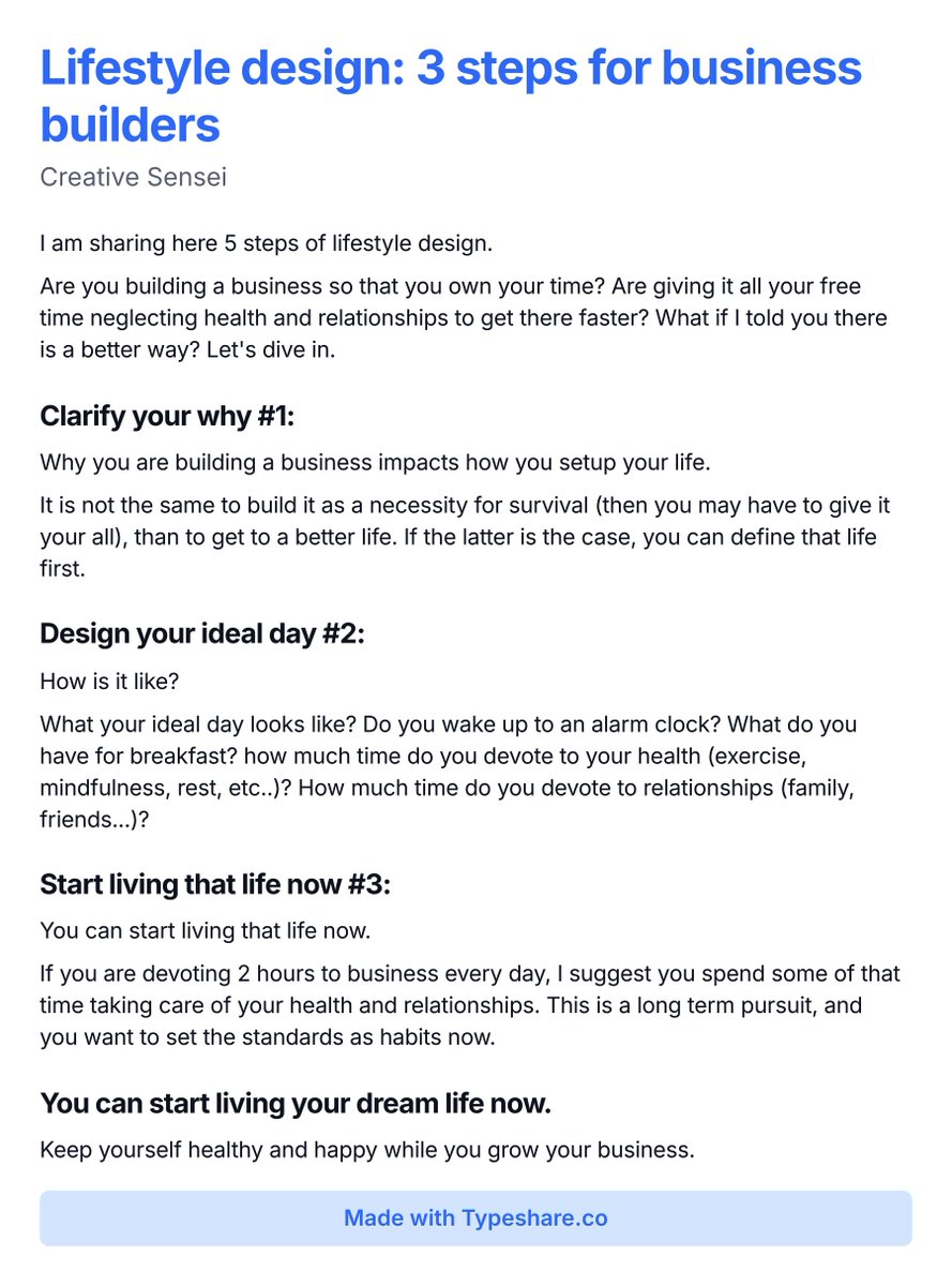 IAsinAgobios's tweet photo. Lifestyle design: 3 steps for business builders

clarify your why, design your ideal day, start now

#30DaysOfPlay https://t.co/eFx9YJBGTF