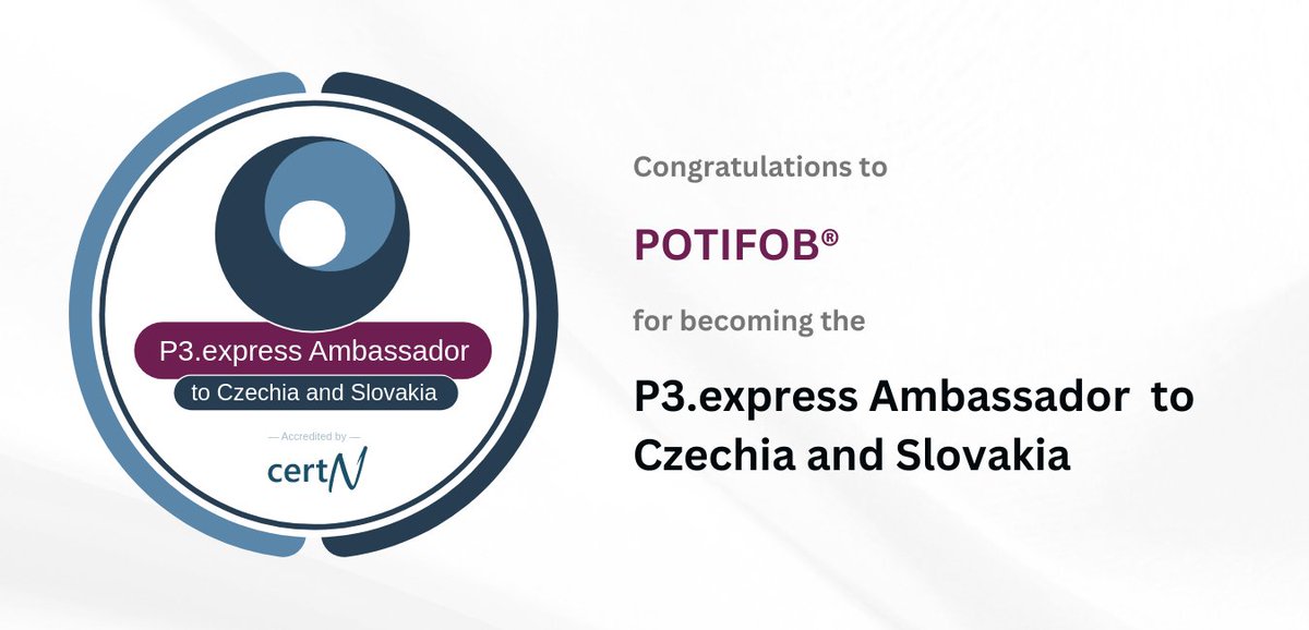 We're pleased to announce that POTIFOB has become the P3.express Ambassador to Slovakia and the Czech Republic.

P3.express Ambassador is a regionally exclusive title for organizations that lead the adoption of P3.express in their region.