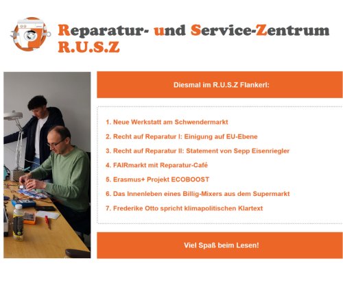 Das neue Flankerl ist da!

Next Stop: Schwendermarkt, Beginnergefühl, Recht auf Reparatur

Kommt vorbei, lest rein. Es lohnt sich!

mailchi.mp/rusz.at/next-s…