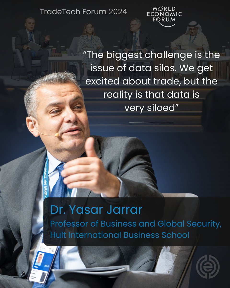 empe_io's tweet photo. Dr. @yasar_jarrar take on global trade challenges at #TradeTechForum 2024: Data silos are a major hurdle. 🌐🔒 #TradeTech #Empeiria #DataOfTheFuture #ThoughtLeadership https://t.co/H7WVsCYdCg