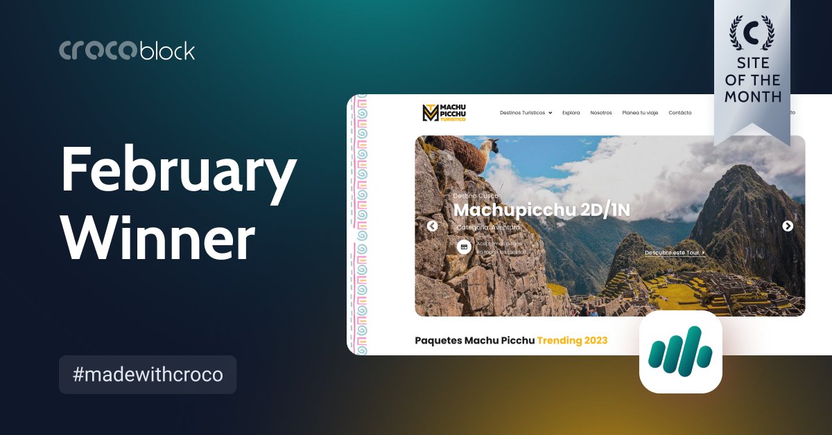 🌟 We're happy to unveil our February Site of the Month winner: the outstanding travel agency website - machupicchu-turistico.com, brought to life by the skilled creators at Travel Web Creators✨
#MadeWithCroco #WordPress #Elementor #WebDesign #SiteOfTheMonth