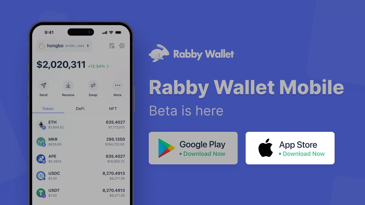 Rabby Mobile iOS version is now live on App Store!

Connect your mobile wallet, upgrade your experience TODAY.
👉 rabby.io/?platform=mobi…