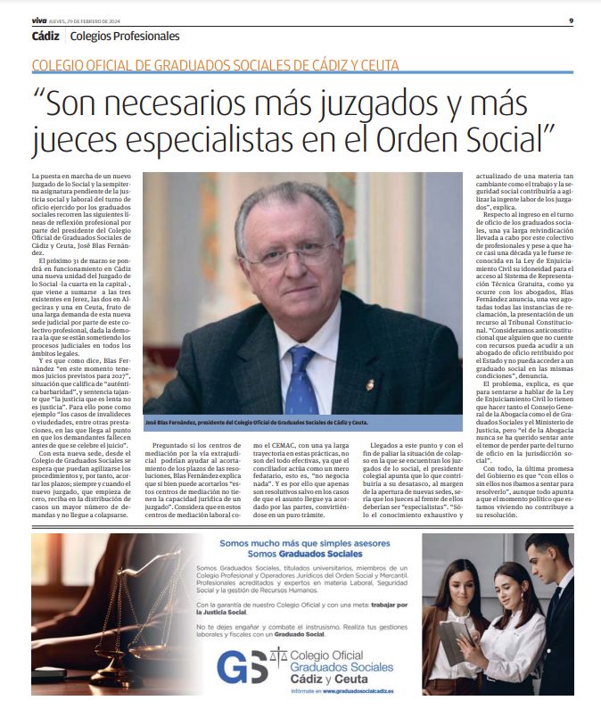 📰 Hoy en @vivacadiz
🗞️ Entrevista a nuestro presidente sonre los temas de actualidad de #graduadossociales