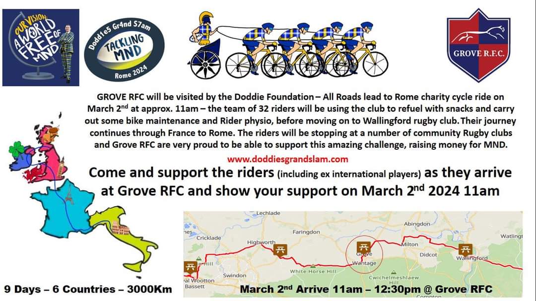 We invite all to come and cheer the amazing team @doddie_aid before the head over to @wallingfordrfc 11am at the club.