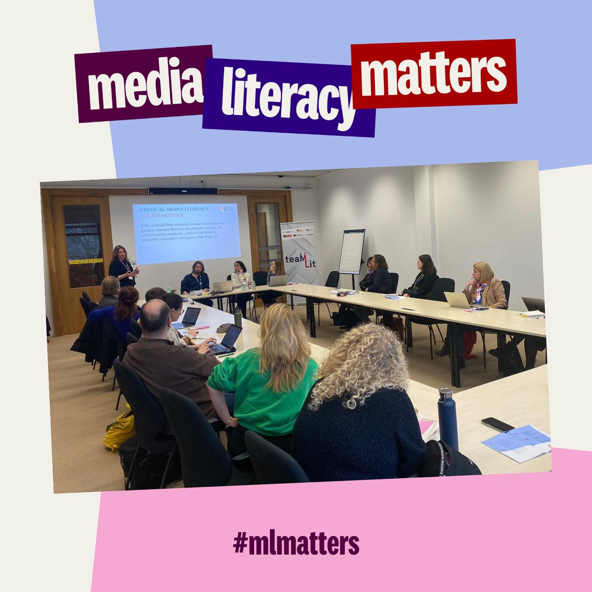 MediaLearning's tweet photo. Happening now at #mlmatters!
Lina Pranaityte-Wergin from @HSE_Heidelberg , sharing insights on developing a critical #MediaLiteracy online module for teacher education.
Learn more about the #TeaMLit project ➡️https://t.co/nMTiYSXsIw https://t.co/d1an7w6i3R