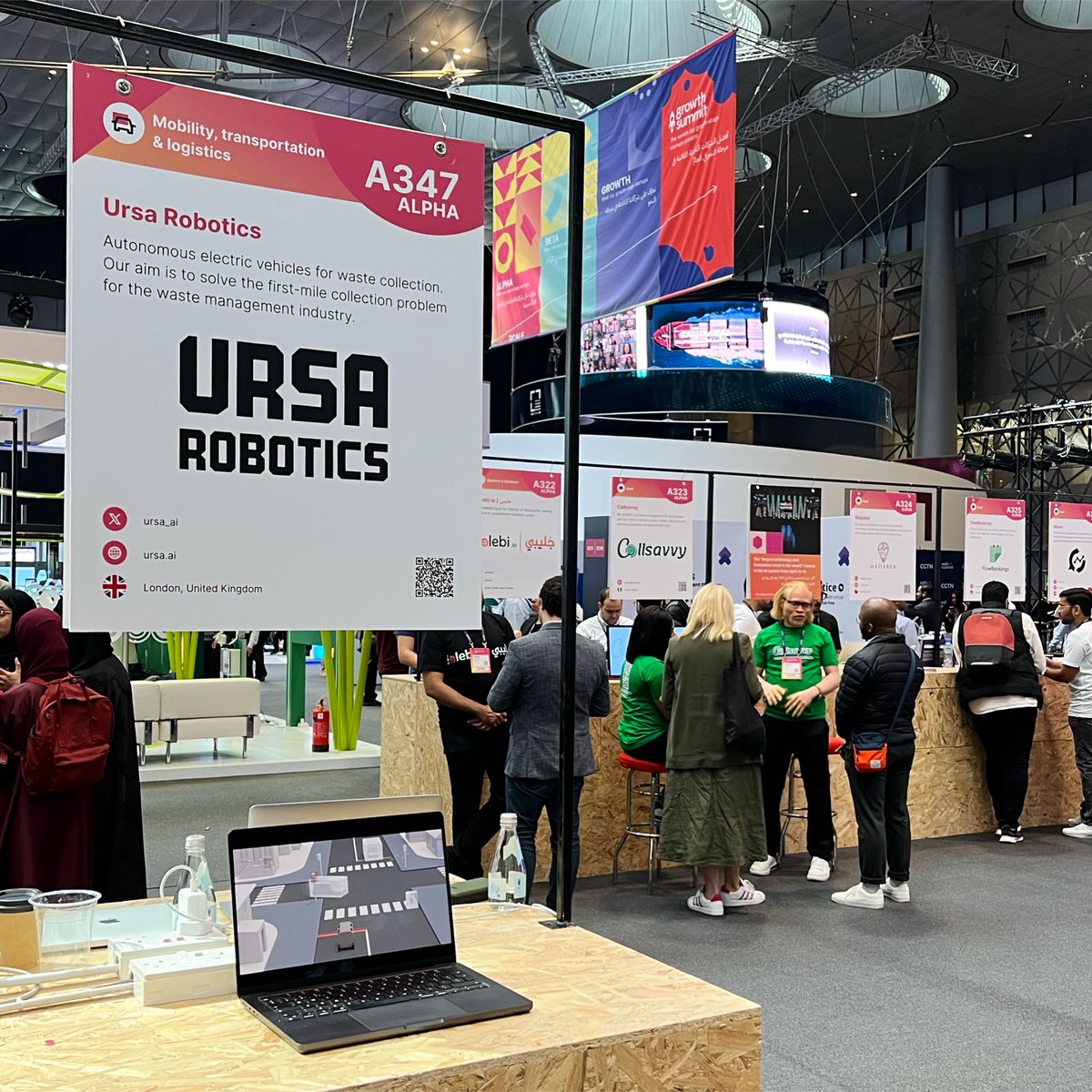 ursa_ai's tweet photo. Exhibiting at WebSummit Qatar today. Come to desk A347 to chat about autonomous vehicles for waste collection https://t.co/gEOGknBNWn