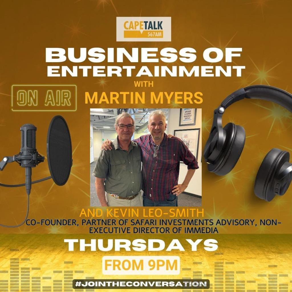 Tonight 9pm
Leap into <a href="/CapeTalk/">CapeTalk on 567AM</a> with #businessofentertainment with <a href="/kevinleosmith/">Kevin Leo-Smith</a>  talking , immedia .apps ,Ai and more tune in please - please share <a href="/anicehassim/">anice hassim</a> <a href="/immedia/">immedia</a> <a href="/TripleMEntSA/">TripleMEntertainment</a> <a href="/rayale26/">Raymond Alexander™</a>