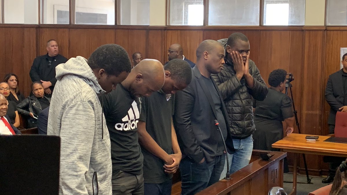 DasenThathiah's tweet photo. BREAKING NEWS | The magistrate has asked the accused to remove their face coverings. 

This is the first look at the accused in the AKA and Tibz murder case. @eNCA https://t.co/m2rQGJQaG7
