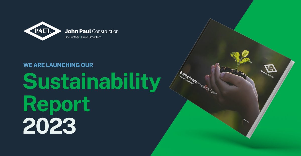 We are delighted to announce the launch of our 2023 Sustainability Report. Click here to view the report: bit.ly/3wyLgRM #JohnPaulConstruction #SustainabilityReport #ESG #Sustainability #GoFurtherBuildSmarter