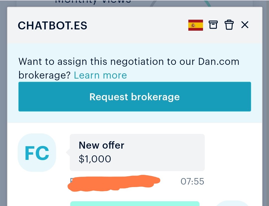 I got an offer on Chatbot.es for $1,000 Take it, counter offer or reject the offer??? #domainnames #Domains #domain #domainsforsale #domainname #DomainForSale #DomainNameForSale #Ai #Chatbots #GPT #ChatGPT #chatbot #LLMs #startups #ChatAI