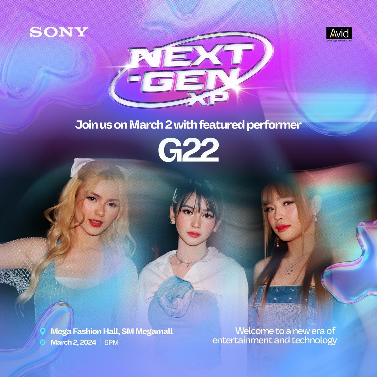 G22 takes center stage for Sony Next-Gen XP on March 2 at Mega Fashion Hall, SM Megamall! 

The event is FREE and open to the public.
TARAAAAA!!!

📍 SM Megamall, Fashion Hall
🗓 March 2, 10AM to 10PM

Click here to join: facebook.com/events/9277089…

#G22 #SonyNextGeneration #SonyPH