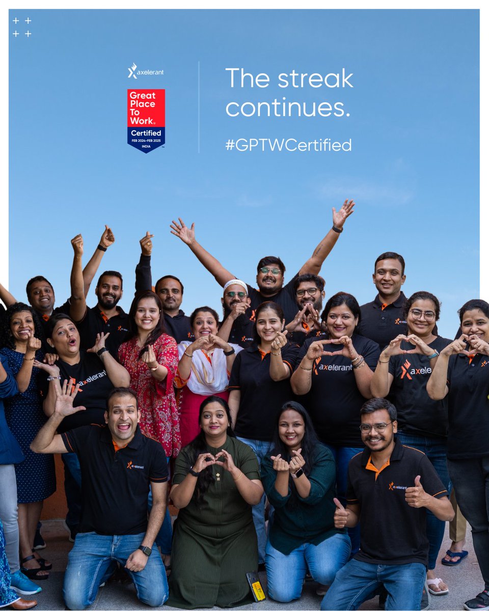 axelerant's tweet image. This win is for our team, the *greats* behind our #GPTWCertified culture. Congratulations! 👏
#GreatPlaceToWorkCertified #GPTW #LifeAtAxelerant