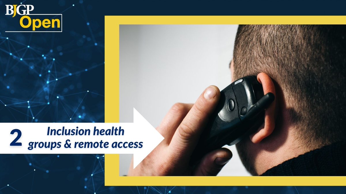 BJGP Open Journal (@bjgpopen) on Twitter photo ⭐No 2 | BJGP Open Top Ten 2023⭐
Is remote consulting accessible for those in inclusion health groups?
➡️doi.org/10.3399/BJGPO.…
<a href="/AaminahVerity/">Aaminah Verity</a> <a href="/VictoriaTzB/">Victoria Tzortziou Brown</a> <a href="/QMUL_WIPH/">Wolfson Institute of Population Health</a> <a href="/QMUL/">Queen Mary University of London</a> ⭐No 2 | BJGP Open Top Ten 2023⭐
Is remote consulting accessible for those in inclusion health groups?
➡️doi.org/10.3399/BJGPO.…
<a href="/AaminahVerity/">Aaminah Verity</a> <a href="/VictoriaTzB/">Victoria Tzortziou Brown</a> <a href="/QMUL_WIPH/">Wolfson Institute of Population Health</a> <a href="/QMUL/">Queen Mary University of London</a>