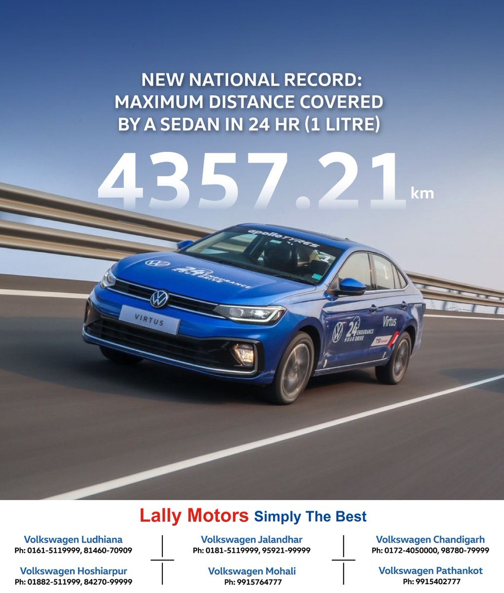 Lally_Motors's tweet photo. Efficiency redefined, records rewritten! 🚘🏆 Our sedan makes history, covering an incredible 4357.21 km in 24 hours with just 1 litre. Buckle up for a journey into the future! #RecordBreakingSedan #EfficiencyMilestone https://t.co/3PTOUZQLZ3