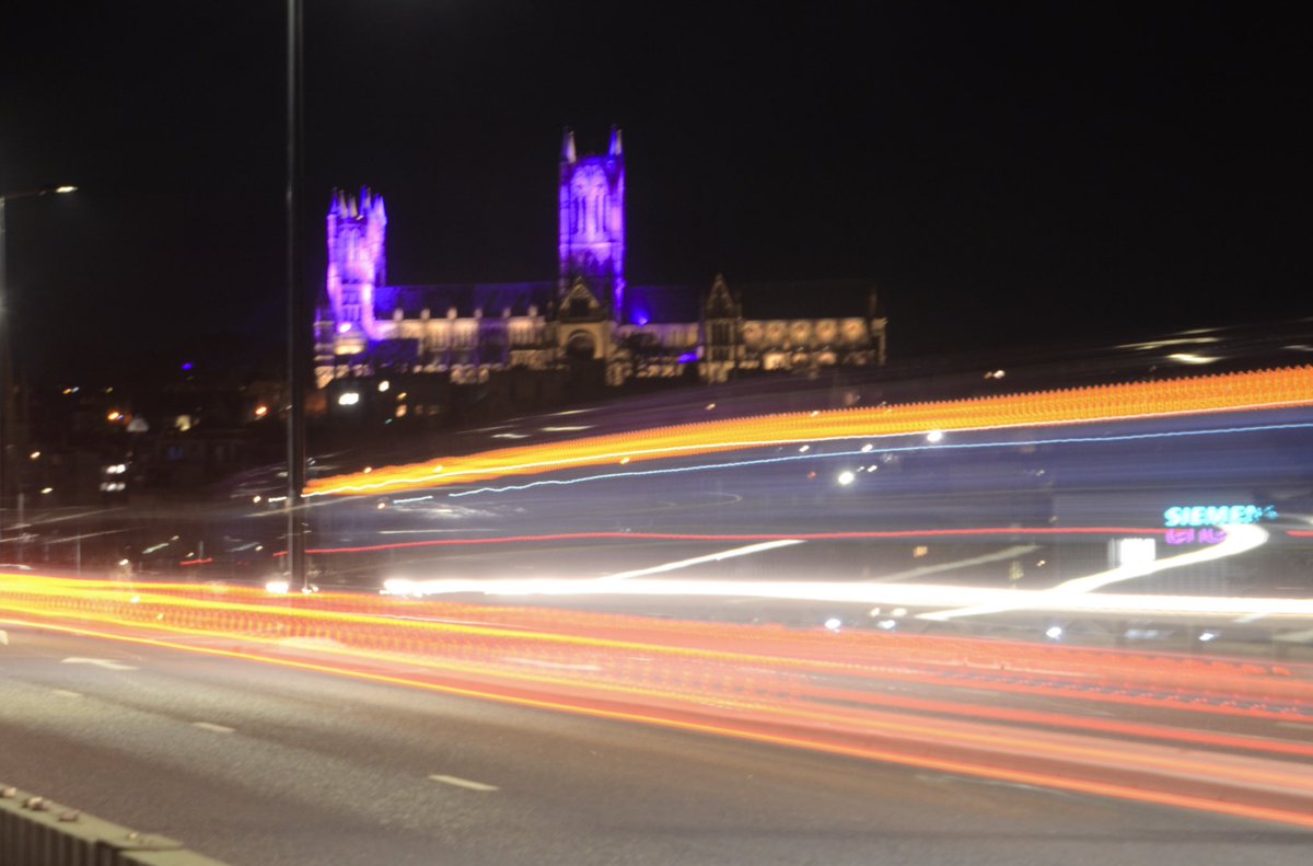 PhillMunn's tweet photo. Pelham Bridge last night with light trails and cathedral.
#nightphotography #lincoln #cathedral #lighttrails https://t.co/lOCYl4bQif
