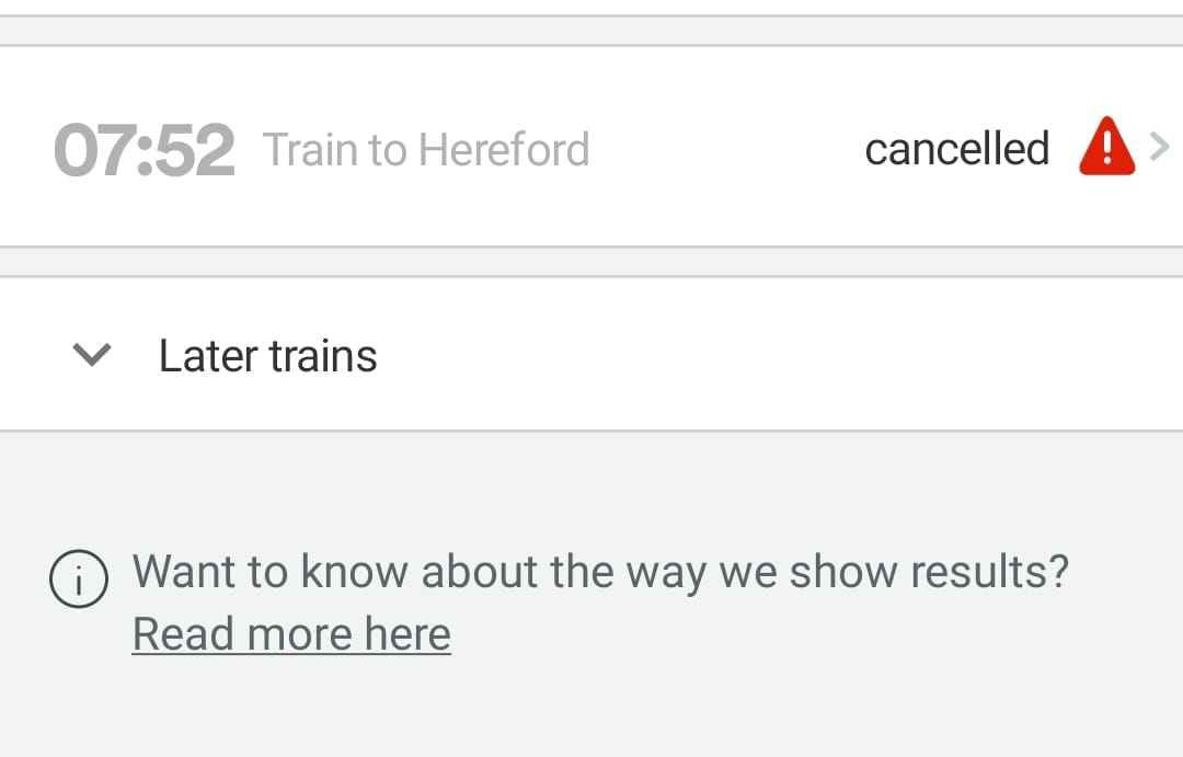 GemOnaHill's tweet photo. @hbaldwin Yet another day where the trains to college are cancelled. The absolute cheek of charging for this non existent service!  I listened to @GillianKeegan talk about absence on  @BBCBreakfast what about all the missed days due to our inadequate rail service! https://t.co/2dNd7479bg