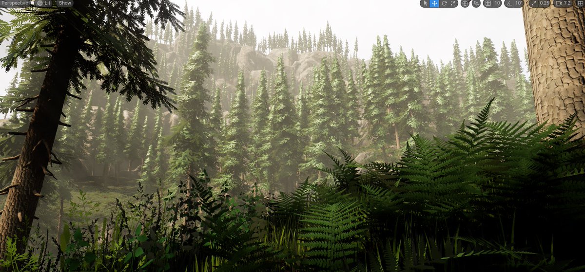 one_threshold's tweet image. The woods are kinda spooky in here! But so fun to explore in VR! :) Finally got things working! :) What to do next? #threshold2 #indiedev #UnrealEngine5 #vr