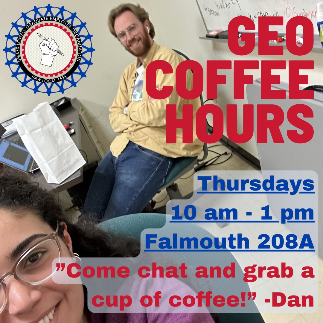 Come by today (and every Thursday) to our union office to socialize and caffeinate!!☕🤝