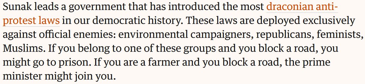 Please remember, as Sunak launches yet another attack on the right to protest today: he joined a road-blocking protest last Friday. The hypocrisy and double standards are off the scale.