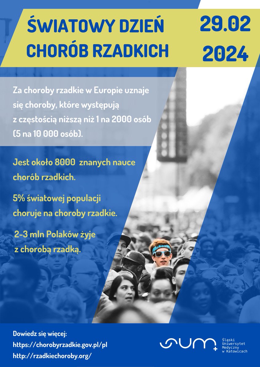W ostatni dzień lutego obchodzimy Światowy Dzień Chorób Rzadkich #RareDiseaseDay2024. Choroby rzadkie są olbrzymim wyzwanie dla pacjentów, ich rodzin i systemu ochrony zdrowia. Zachęcamy do zgłębienia wiedzy na ten temat: chorobyrzadkie.gov.pl rzadkiechoroby.org