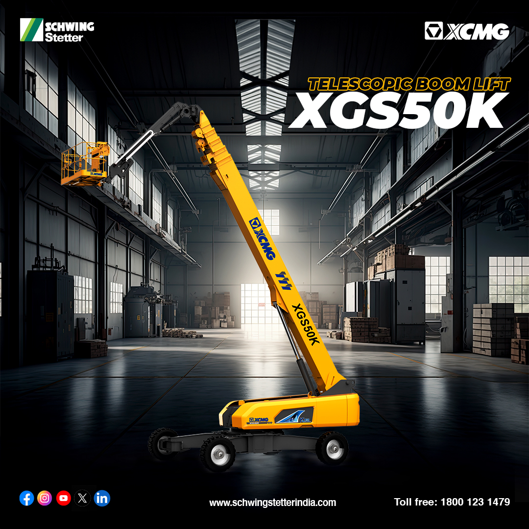 RAISE HIGH 
Experience elevated excellence with XCMG India's Aerial Work Platform XGS50K, reaching new heights with a 50-meter ascent. 
#schwingstetter #schwingstetterindia #XCMG #XCMGIndia #50m #height #lifting #liftingequipment #aerialworkplatform #highwayproject