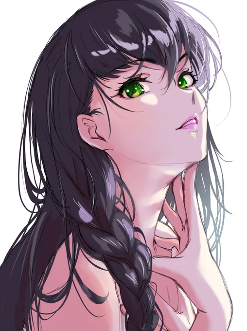 #今日の参考ポーズ #女体化 今日もありがとうございま～す。チャント?色を付けてみました。 