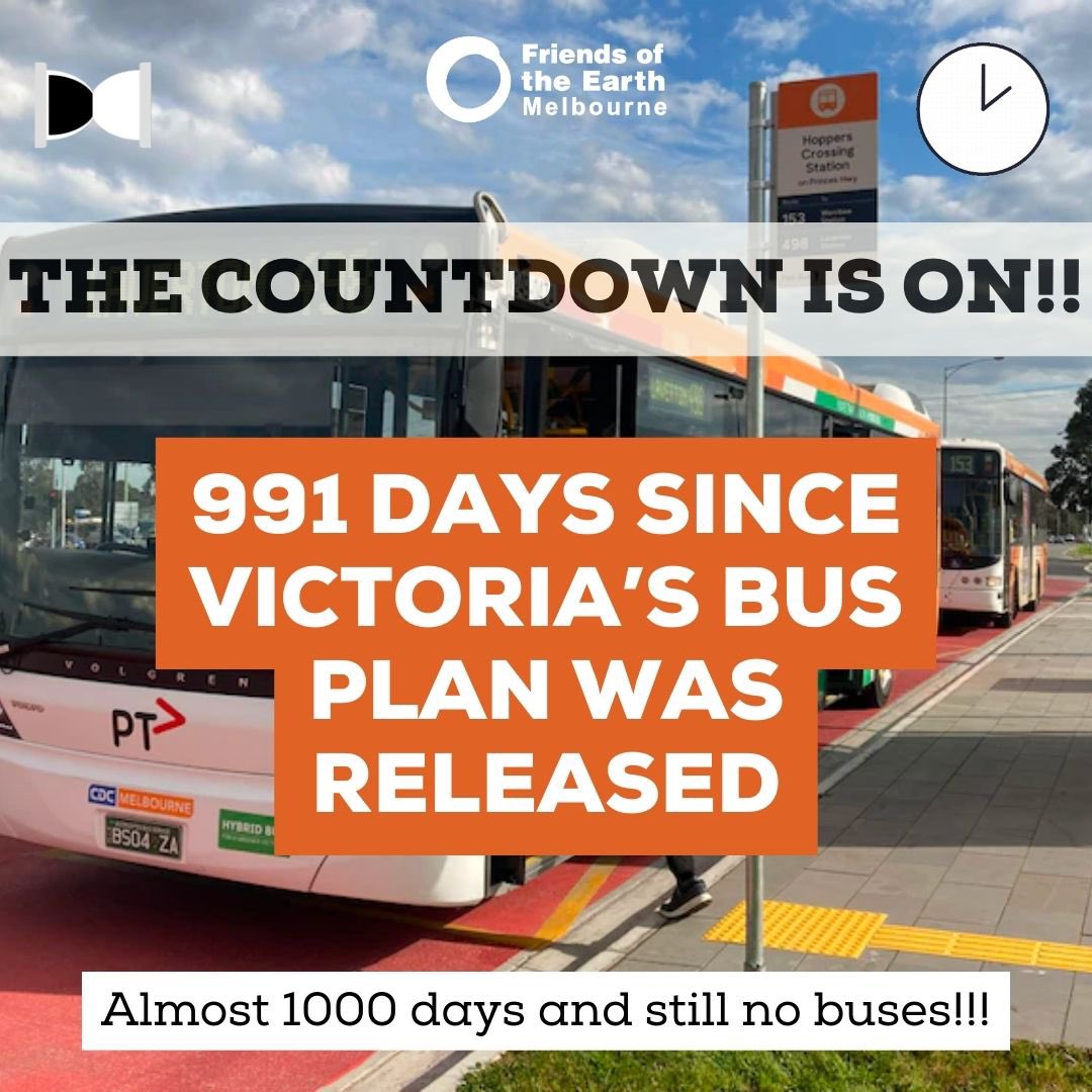 It has almost been 1000 days since the Victorian Bus Plan has been released, yet there has not been much positive change to the western suburbs, which have been lagging behind.⌛️ We ask for faster and more frequent buses for the west, because the west deserves the best! 🚌💚