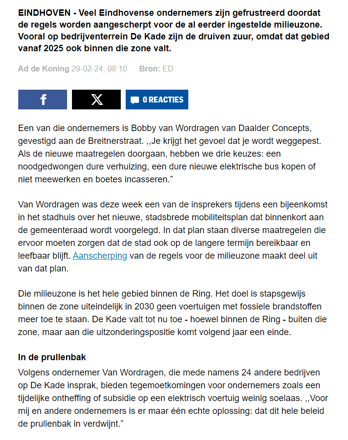 BobbyvanW's tweet photo. Mijn inbreng heeft in iedergeval de krant gehaald. Hele artikel lezen? https://t.co/59gbtWIqYG
#zezone #zeroemissiezone #eindhoven #dekade https://t.co/QLpBUDz8Tl