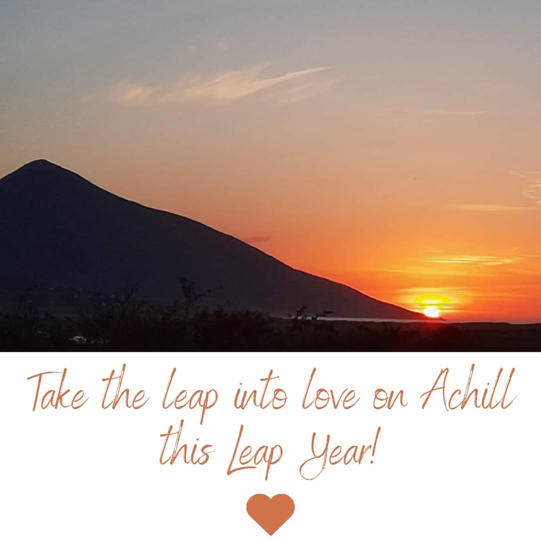 Take the leap into love this Leap Year 💖 Explore #Achill's most romantic spots and create timeless memories with your special someone. From breathtaking #sunsets to secluded beaches, let Achill be the backdrop to your love story. 💑✨ 
 #mayo #achillisland #amazingachill